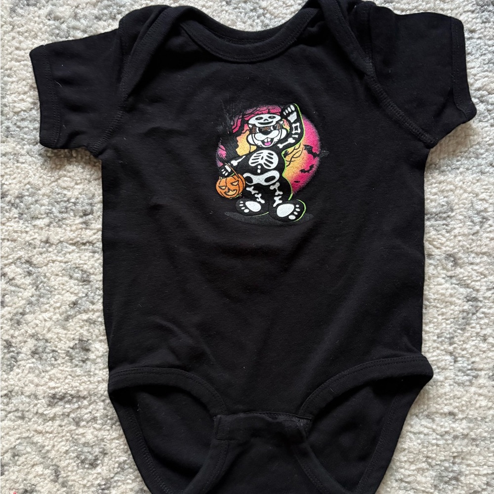 Spooky Skeleton Graphic Black baby Bodysuit